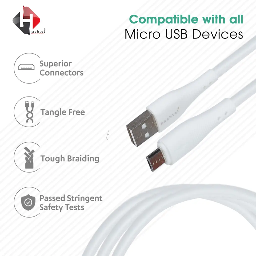 HTDC07 2MT MICRO DATA CABLE Charging Cable White Micro USB to Micro ...